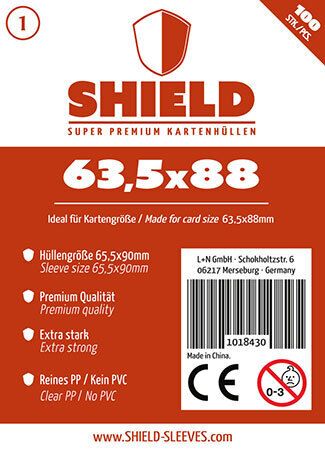 Produktbild: Shield 1 - 100 Super Premium Kartenh&uuml;llen f&uuml;r Kartengr&ouml;&szlig;e 63,5 x 88 mm