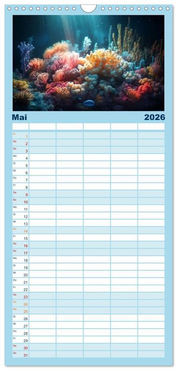 Produktbild: Familienplaner 2026 - Fischfantasie mit 5 Spalten (Wandkalender, 21 x 45 cm) CALVENDO