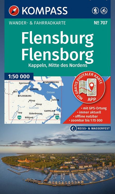Produktbild: KOMPASS Wanderkarte 707 Flensburg / Flensborg - Kappeln, Mitte des Nordens 1:50.000