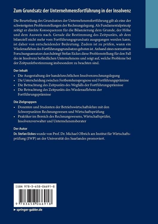 Produktbild: Zum Grundsatz der Unternehmensfortf&uuml;hrung in der Insolvenz