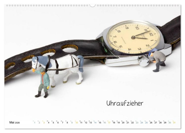 Produktbild: Uhraufzieher ... und andere Mini-Welten (Wandkalender 2026 DIN A2 quer), CALVENDO Monatskalender