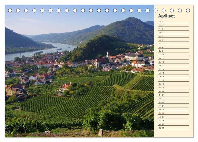 Produktbild: Die Wachau - Bezaubernde Orte an der Donau (Tischkalender 2026 DIN A5 quer), CALVENDO Monatskalender