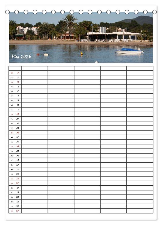 Produktbild: Ibiza / Familienplaner (Tischkalender 2026 DIN A5 hoch), CALVENDO Monatskalender