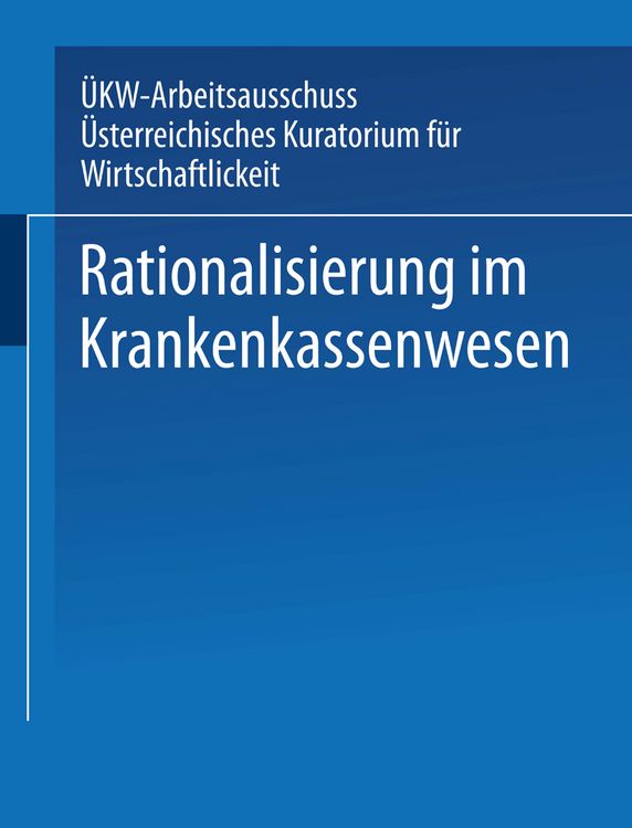Produktbild: Rationalisierung im Krankenkassenwesen