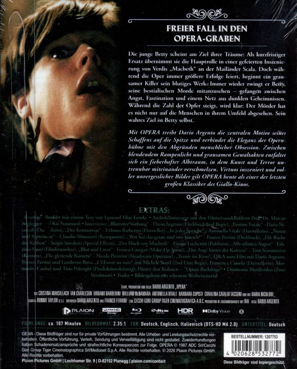 Produktbild: Opera (Dario Argento) - Mediabook (4K-UHD+2 Blu-rays)