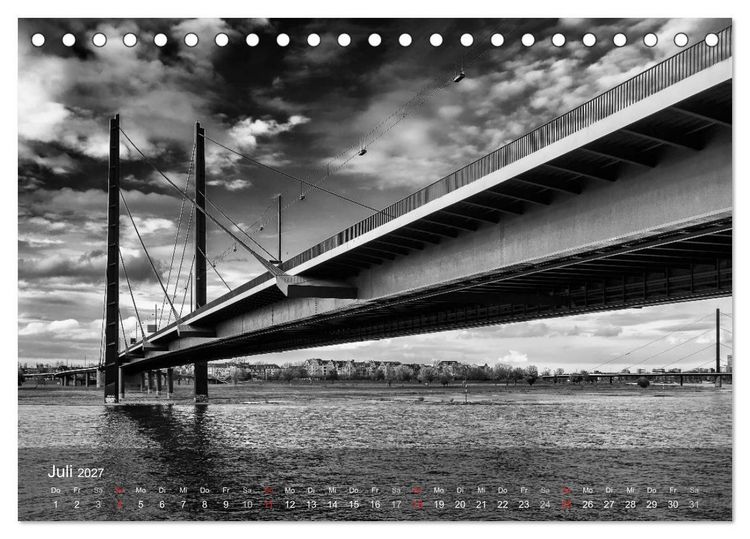 Produktbild: D&uuml;sseldorf Ansichten in Schwarz-Wei&szlig; (Tischkalender 2027 DIN A5 quer), CALVENDO Monatskalender