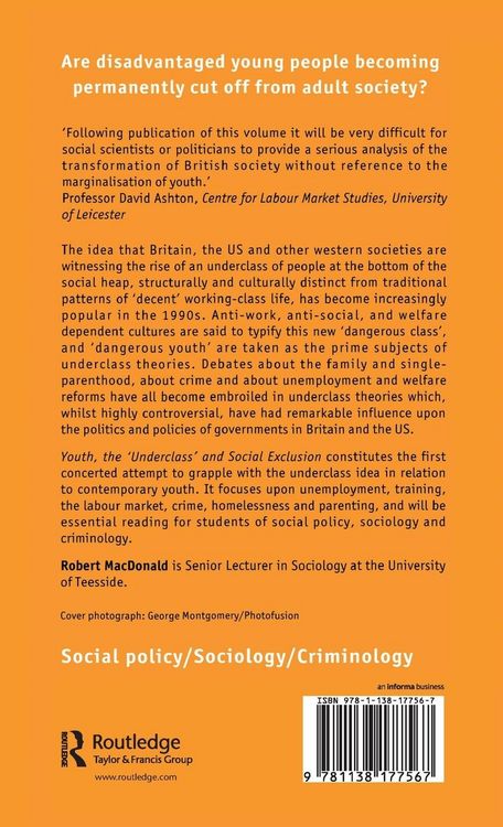 Produktbild: Youth, The `Underclass' and Social Exclusion