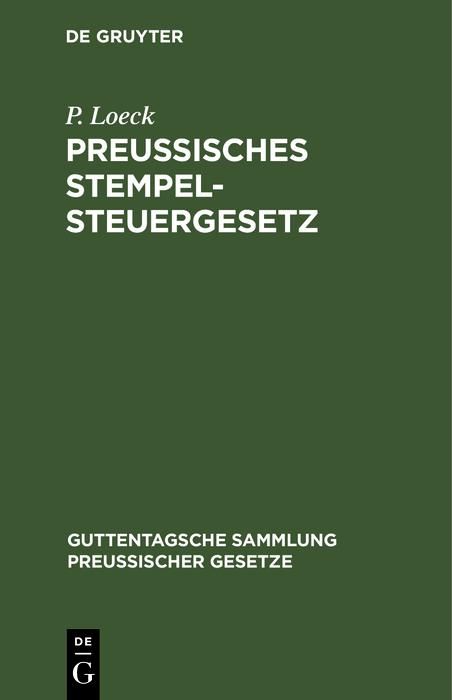 Produktbild: Preu&szlig;isches Stempelsteuergesetz