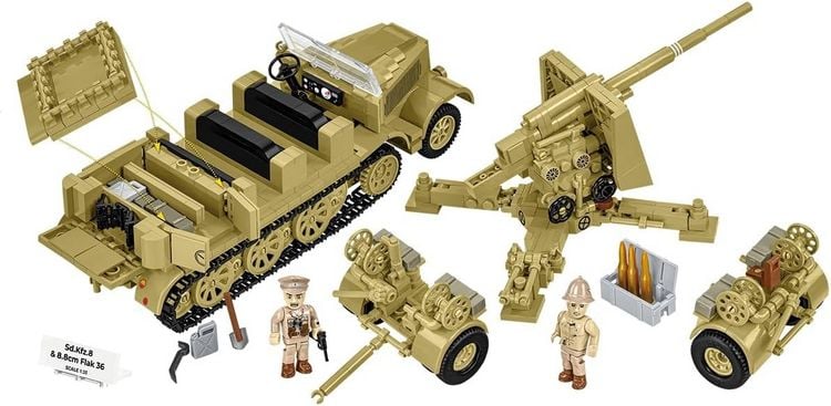 Produktbild: COBI Historical Collection 3143 - Sd.Kfz.8 Towing 8.8 cm Flak 36, WWII, Bausatz 1:35, 975/2 Klemmbausteine