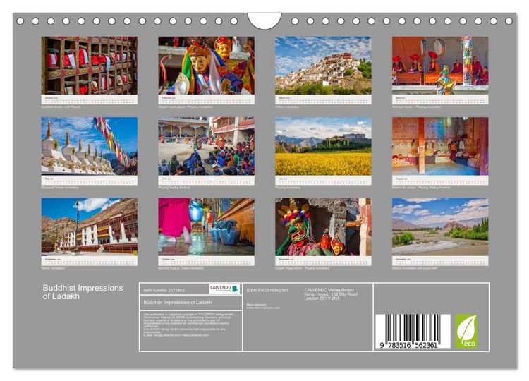 Produktbild: Buddhist Impressions of Ladakh (Wall Calendar 2026 DIN A4 landscape), CALVENDO 12 Month Wall Calendar
