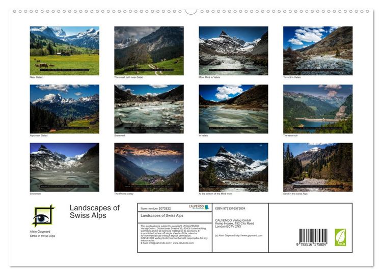 Produktbild: Landscapes of Swiss Alps (High Quality Premium Wall Calendar 2026 DIN A2 landscape),CALVENDO 12 Month Wall Calendar
