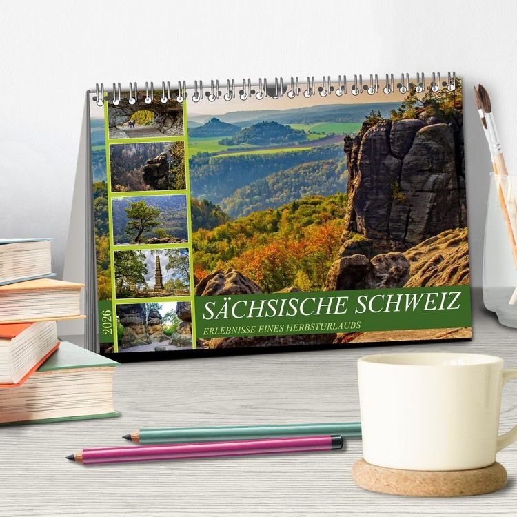 Produktbild: S&auml;chsische Schweiz - Erlebnisse eines Herbsturlaubs (Tischkalender 2026 DIN A5 quer), CALVENDO Monatskalender