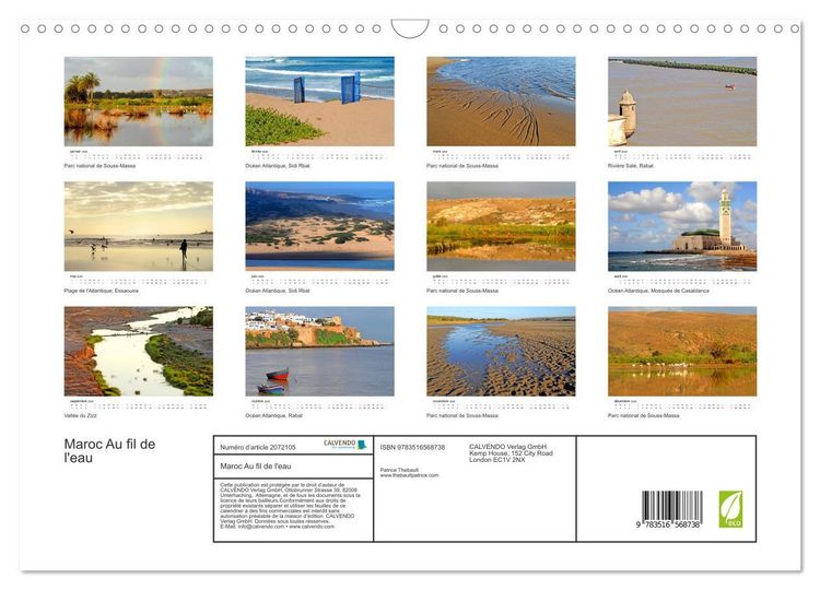 Produktbild: Maroc Au fil de l'eau (Calendrier mural 2026 DIN A3 vertical), CALVENDO calendrier mensuel
