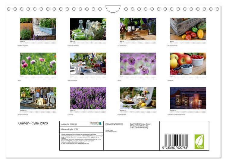 Produktbild: Garten-Idylle 2026 (Wandkalender 2026 DIN A4 quer), CALVENDO Monatskalender