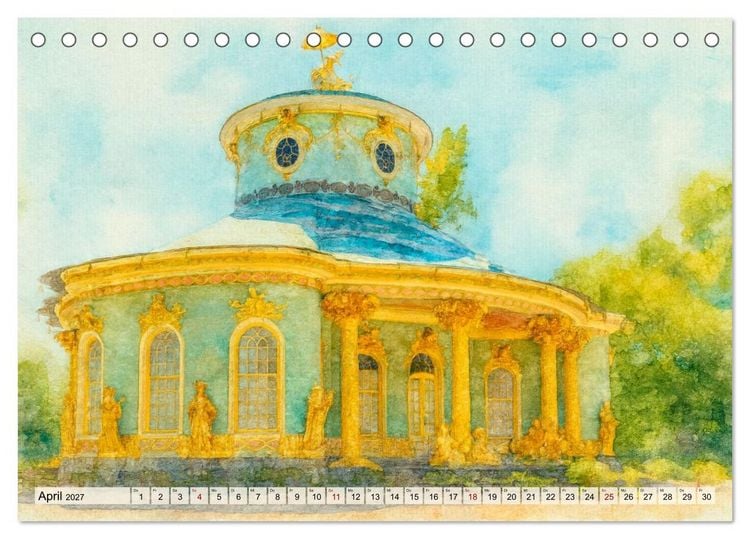 Produktbild: Potsdam &ndash; Historische Ansichten im Aquarellstil (Tischkalender 2027 DIN A5 quer), CALVENDO Monatskalender