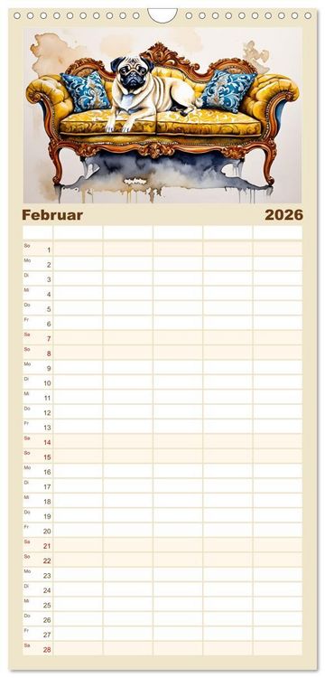Produktbild: Familienplaner 2026 - Hundetr&auml;ume mit 5 Spalten (Wandkalender, 21 x 45 cm) CALVENDO