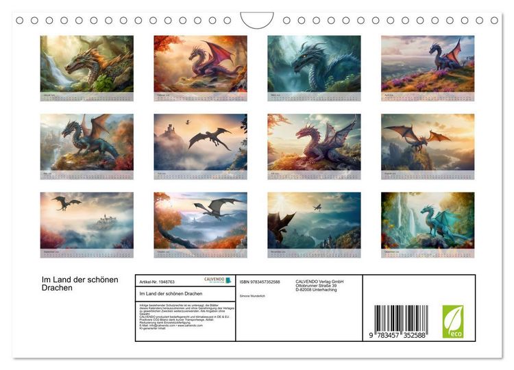 Produktbild: Im Land der sch&ouml;nen Drachen (Wandkalender 2026 DIN A4 quer), CALVENDO Monatskalender