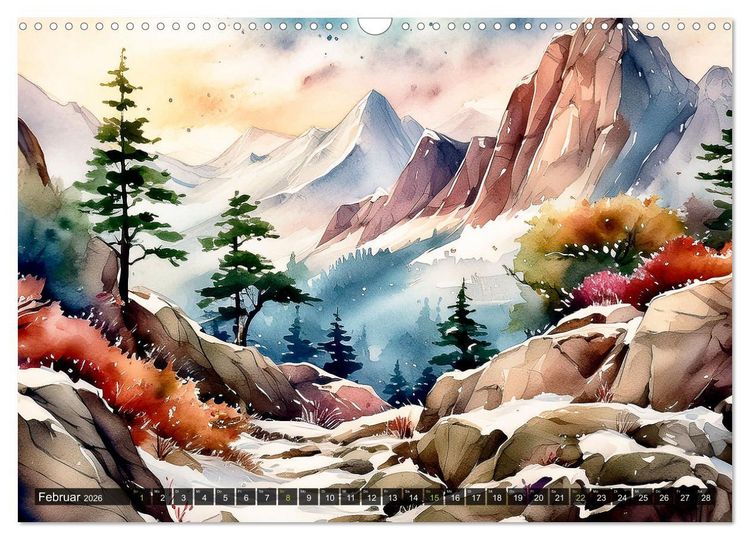 Produktbild: Die Natur in Aquarellbildern (Wandkalender 2026 DIN A3 quer), CALVENDO Monatskalender