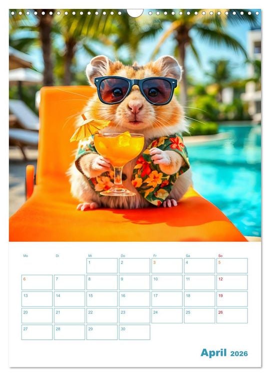 Produktbild: Holiday Hamster - Urlaubsfeeling pur mit sonnigen KI Hamstern (Wandkalender 2026 DIN A3 hoch), CALVENDO Monatskalender