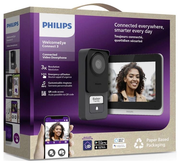 Produktbild: Philips WelcomeEye Connect 3 Video-T&uuml;rsprechanlage WLAN Komplett-Set 1 Familienhaus