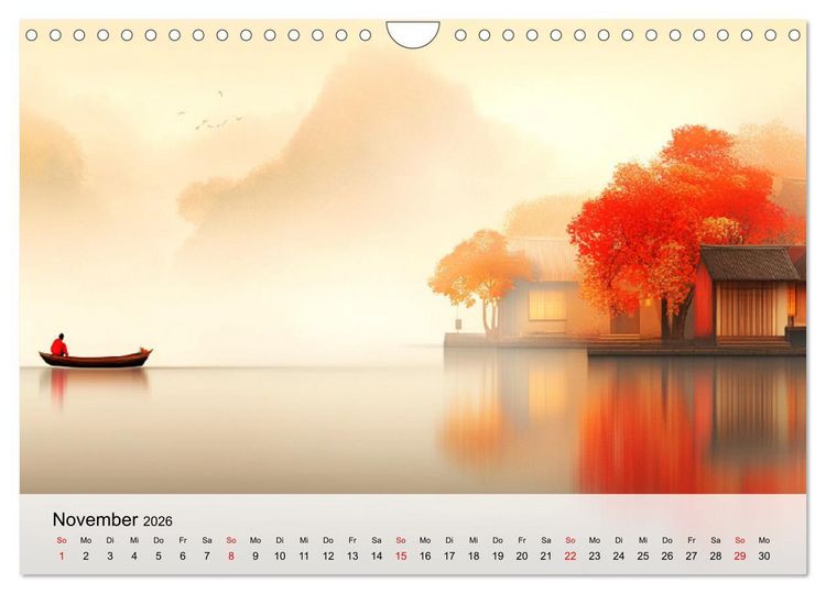 Produktbild: Japan. Eine k&uuml;nstlerische Reise im Aquarellstil (Wandkalender 2026 DIN A4 quer), CALVENDO Monatskalender