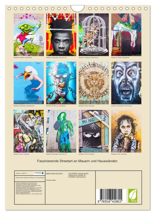 Produktbild: Faszinierende Streetart an Mauern und Hausw&auml;nden (Wandkalender 2026 DIN A4 hoch), CALVENDO Monatskalender