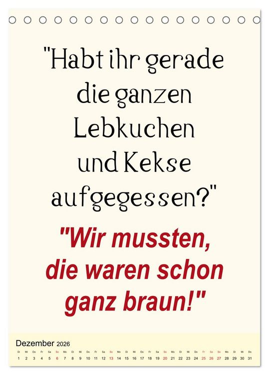 Produktbild: Spr&uuml;che-Kalender. Lustiges f&uuml;r die Familie! (Tischkalender 2026 DIN A5 hoch), CALVENDO Monatskalender