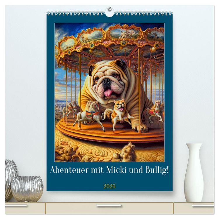 Produktbild: Abenteuer mit Micki und Bullig! (hochwertiger Premium Wandkalender 2026 DIN A2 hoch), Kunstdruck in Hochglanz