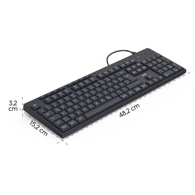 Produktbild: Hama CK-200 USB Tastatur Deutsch, QWERTZ Schwarz Multimediatasten