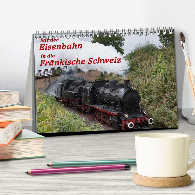 Produktbild: Mit der Eisenbahn in die Fr&auml;nkische Schweiz (Tischkalender 2026 DIN A5 quer), CALVENDO Monatskalender