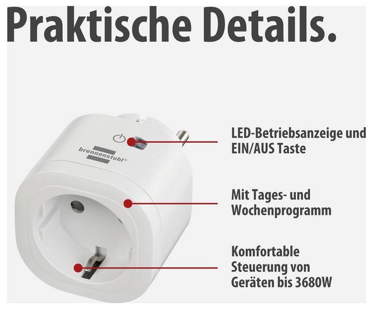 Produktbild: Brennenstuhl Connect 1294850100 Steckdose Innenbereich 3860 W (1294850100)