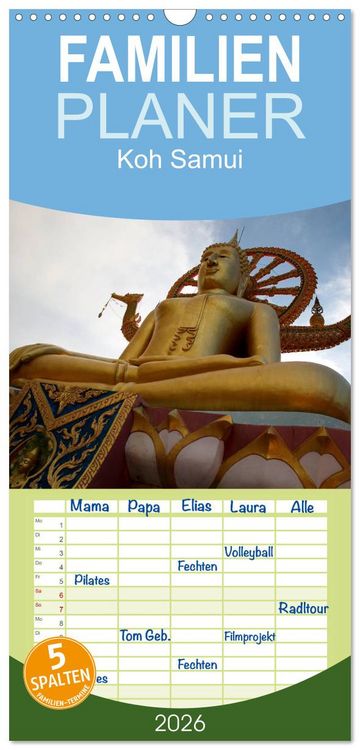 Produktbild: Familienplaner 2026 - Koh Samui mit 5 Spalten (Wandkalender, 21 x 45 cm) CALVENDO