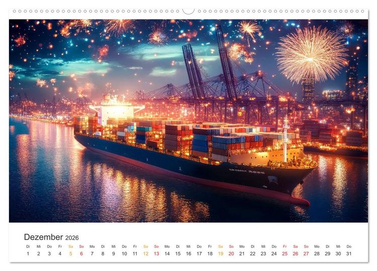 Produktbild: Containerschiffe - Giganten im Fokus (hochwertiger Premium Wandkalender 2026 DIN A2 quer), Kunstdruck in Hochglanz