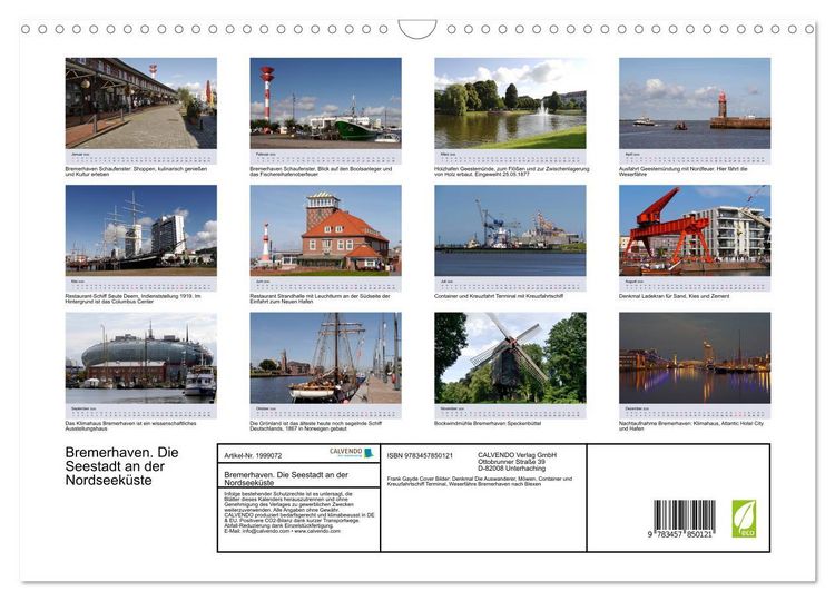 Produktbild: Bremerhaven. Die Seestadt an der Nordseek&uuml;ste (Wandkalender 2026 DIN A3 quer), CALVENDO Monatskalender
