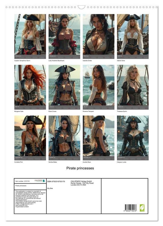 Produktbild: Pirate princesses (Wall Calendar 2026 DIN A2 portrait), CALVENDO 12 Month Wall Calendar