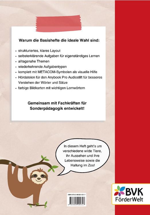 Produktbild: Basisheft Wilde Tiere im Zoo