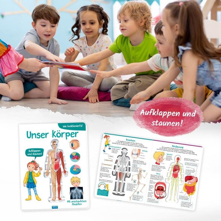 Produktbild: TR&Ouml;TSCH - Wissensbuch "Unser K&ouml;rper" | Kinderbuch mit Klappmodell f&uuml;r einen Einblick ins Innere des K&ouml;rpers. Mein K&ouml;rper Kinderbuch mit spannenden Fakten zum Lernen und Staunen | Ab 5 Jahren