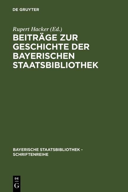 Produktbild: Beitr&auml;ge zur Geschichte der Bayerischen Staatsbibliothek