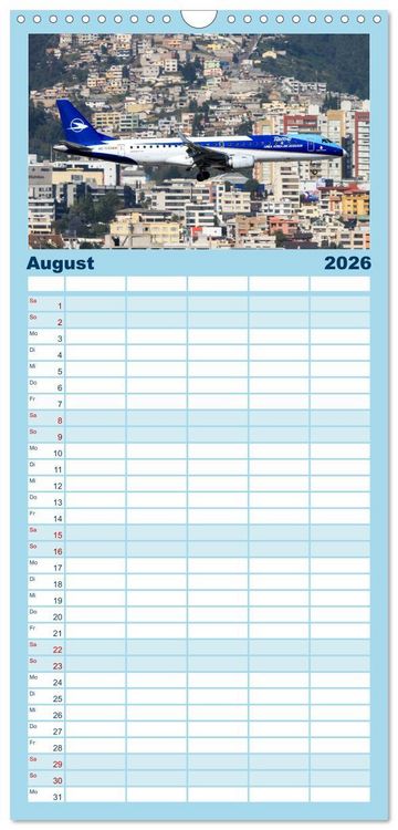 Produktbild: Familienplaner 2026 - Faszination Fliegerei mit 5 Spalten (Wandkalender, 21 x 45 cm) CALVENDO