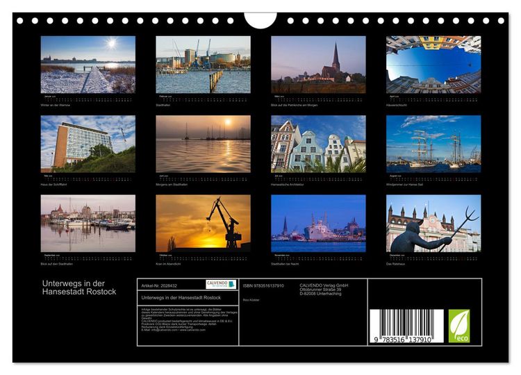 Produktbild: Unterwegs in der Hansestadt Rostock (Wandkalender 2026 DIN A4 quer), CALVENDO Monatskalender