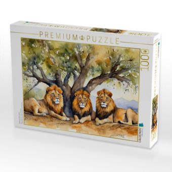 Produktbild: CALVENDO Puzzle Siesta von drei L&ouml;wen | 1000 Teile Lege-Gr&ouml;&szlig;e 64x48cm Foto-Puzzle f&uuml;r gl&uuml;ckliche Stunden