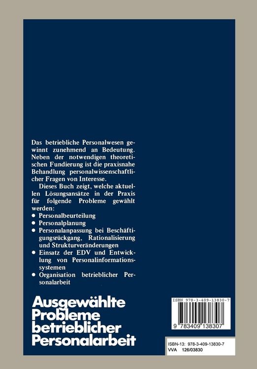 Produktbild: Ausgew&auml;hlte Probleme betrieblicher Personalarbeit