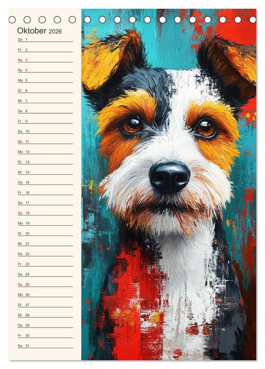 Produktbild: Hundegesichter. Kunstvolle Hundeportraits im modernen Painting-Stil (Tischkalender 2026 DIN A5 hoch), CALVENDO Monatskalender