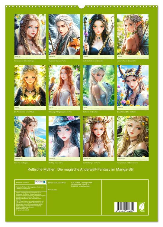 Produktbild: Keltische Mythen. Die magische Anderwelt-Fantasy im Manga-Stil (hochwertiger Premium Wandkalender 2026 DIN A2 hoch), Kunstdruck in Hochglanz