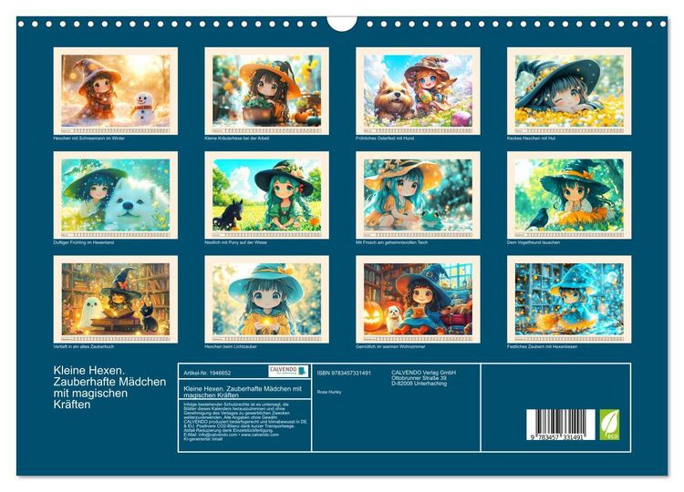 Produktbild: Kleine Hexen. Zauberhafte M&auml;dchen mit magischen Kr&auml;ften (Wandkalender 2026 DIN A3 quer), CALVENDO Monatskalender