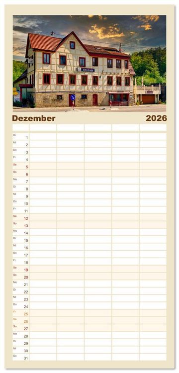 Produktbild: Familienplaner 2026 - B&ouml;blingen und Sch&ouml;nbuch mit 5 Spalten (Wandkalender, 21 x 45 cm) CALVENDO