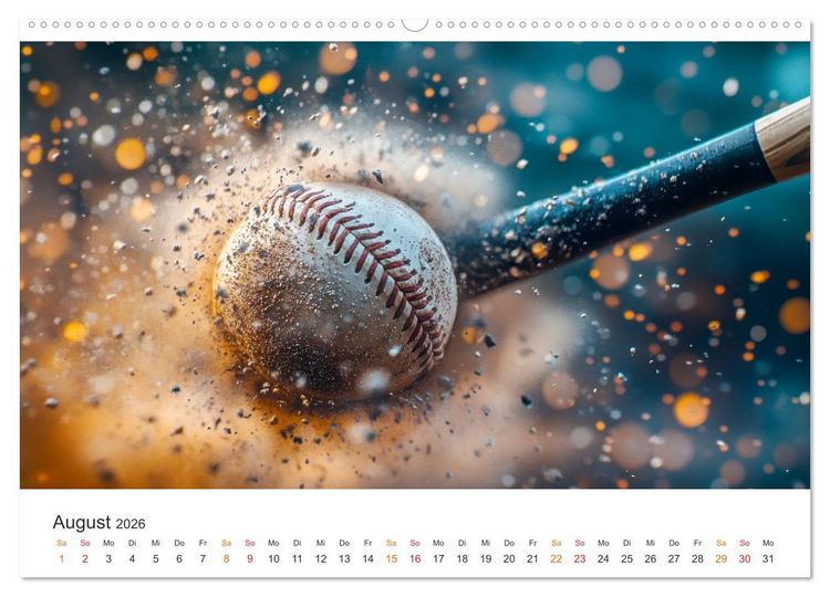 Produktbild: Power Baseball (hochwertiger Premium Wandkalender 2026 DIN A2 quer), Kunstdruck in Hochglanz