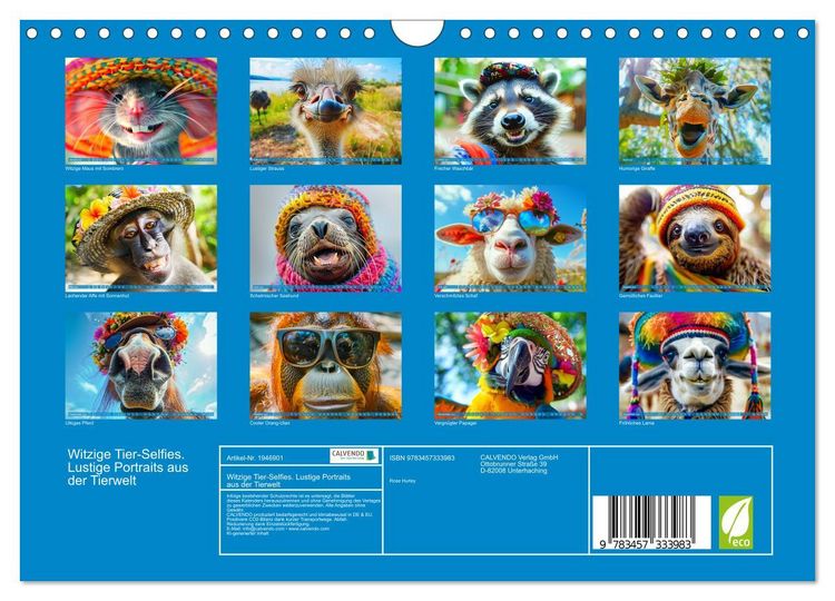 Produktbild: Witzige Tier-Selfies. Lustige Portraits aus der Tierwelt (Wandkalender 2026 DIN A4 quer), CALVENDO Monatskalender