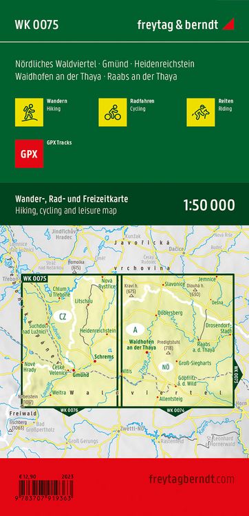 Produktbild: freytag & berndt Wanderkarte WK 0075 N&ouml;rdliches Waldviertel, Gm&uuml;nd - Heidenreichstein - Waidhofen a.d. Thaya - Raabs a.d. Thaya 1:50.000