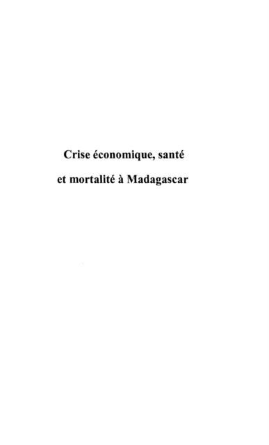 Produktbild: Crise Economique, Sante Et Mortalite a Madagascar